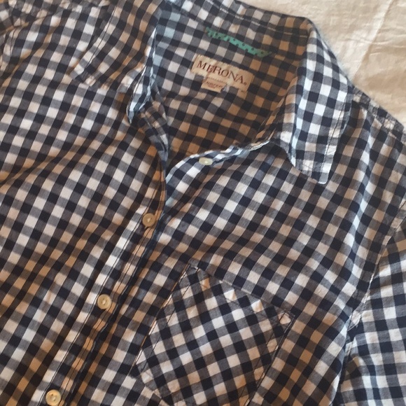 Navy gingham button up - Picture 3 of 4